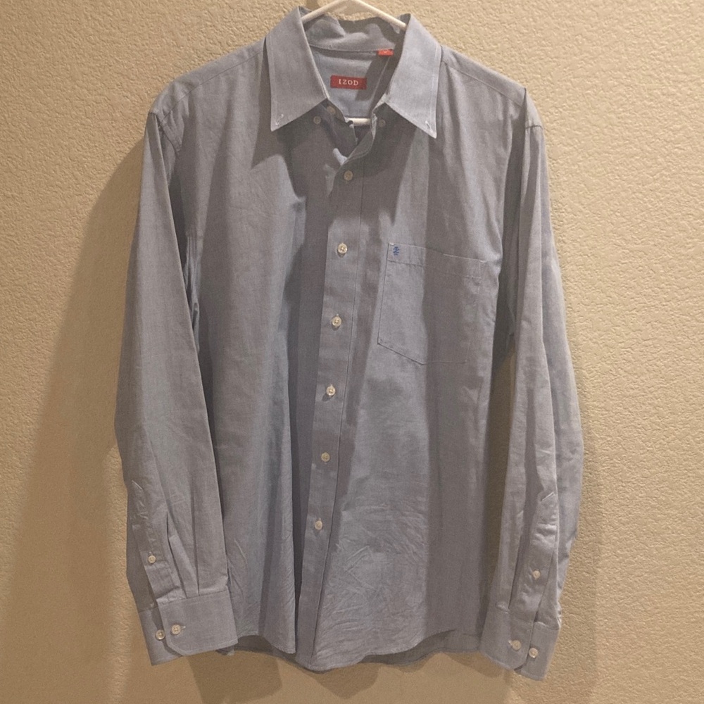 IZOD Casual Light Blue Button Down Shirt